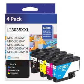 LC3035 Ultra High Yield Ink Cartridge Set (4 Pack, BK/C/M/Y) Compatible LC3035BK LC3035C LC3035M LC3035Y Replacement for Brother LC3035XXL LC3033 Ink Cartridge MFC-J995DW MFC-J815DW MFC-J805DW Printer