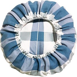 Kelendle Padded Plaid Round Bar Stool Cover with Zipper Detachable Stool Slipcover Round Chair Seat Cushion Chair Protector Cover Washable for Wooden, Metal Stools Blue Plaid,11.81 inches