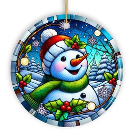 Joyful Winter Snowman Ornament, Playful Frosty Figure for Festive Holiday Decor
