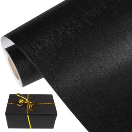 BEISHIDA Black Gift Wrapping Paper Metallic Shine Wrapping Paper Roll Solid Color Gift Wrap Paper, Packing Paper for Wedding, Birthday, Graduation, Christmas Wrapping Paper(17inches X 32.8ft)