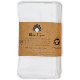mon bijou® - 6 Pleasantly Soft Fabric Napkins White I 100% Sustainable Organic Cotton Certified according to GOTS I 45 x 45 cm I Ideal for Holidays I Christmas, Easter, Kitchen, Dining Table