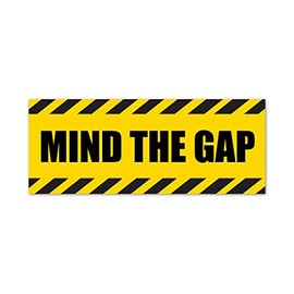 Pack of Two MIND THE GAP- HAZARD WARNING STICKER - HEALTH & SAFETY SIGNS BUSINESS 200mm by 80mm Each