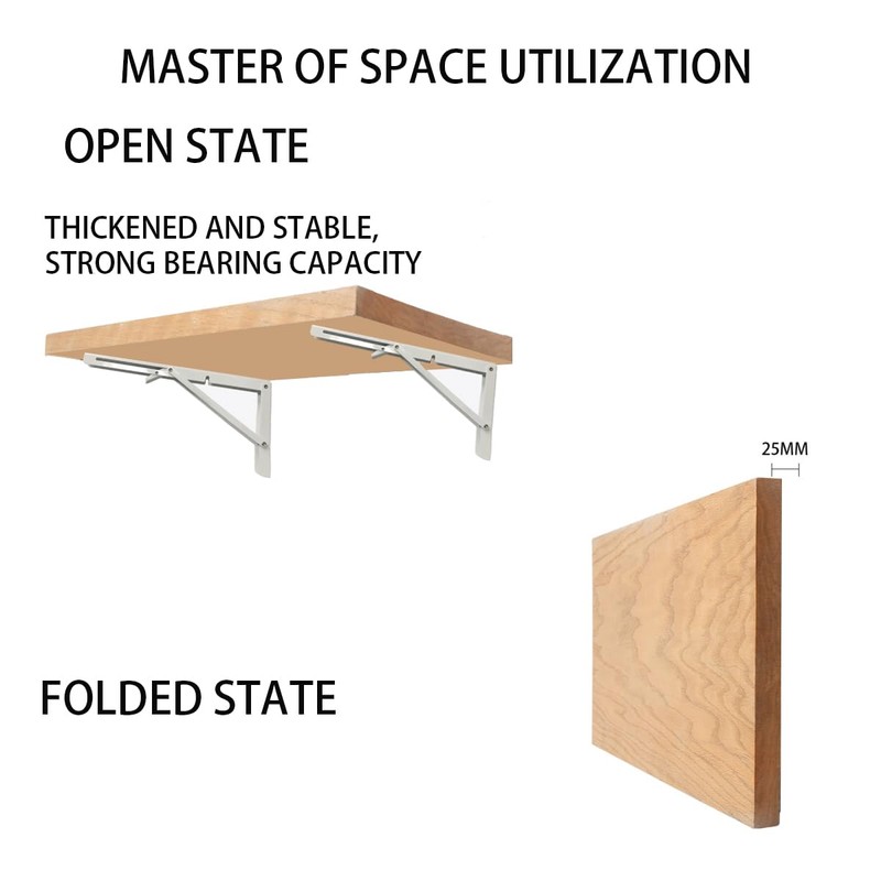 White Folding Shelf Brackets Max. Load 220 lb, Heavy Duty