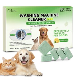 Calvana (30-Pack) Washing Machine Cleaning Tablets, Formulated for Pet Owners, Washer Cleaner, for Front-Loaders, Top-Loaders, HE Machines, Easily Removes Residue, Septic Safe, Over a 12-Month Supply