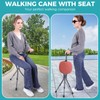 ENLUNTRA Portable Adjustable Folding Walking Cane with Seat and Cushion(Orange)，Cane