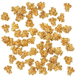 100 Pieces/Lot 6.5x6.8mm Gold Stamen Alloy for Jewelry Making Connection Base, Pistil Blossom Flower Shapes Connectors Charm Findings, Metal Material Bead Caps Accessory for DIY Earrings (Gold Color)