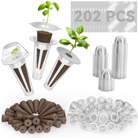 Fungiworks 202pcs Hydroponic Pods Kit for AeroGarden, iDOO Garden Hydroponic Growing System Aero Seed Pods Kit Includes 50 Grow Sponges, 50 Grow Baskets, 50 Grow Domes, and 52 Stickers