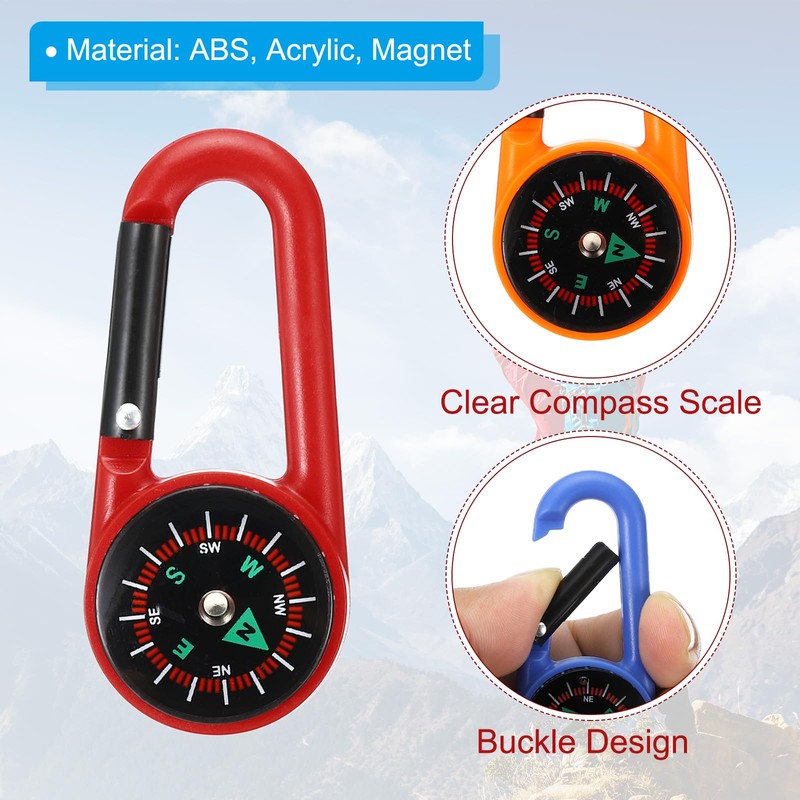 PATIKIL Compass Set of 2 Buckle Compass Key Holder Waterproof