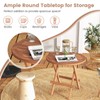 Round Folding Side Table, Outdoor Indonesia Teak Wood Patio Dining