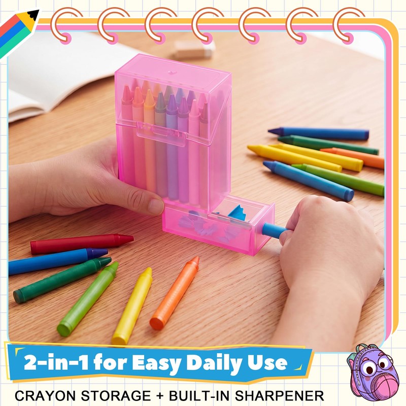 Clabby 1 Pcs 2 in 1 Plastic Crayon Box with