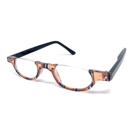 IB The Hunter Colorful Retro Half Under Frame Rimless Round Vintage Reading Glasses +3.00 Brown Stripe (Carrying Case Included)