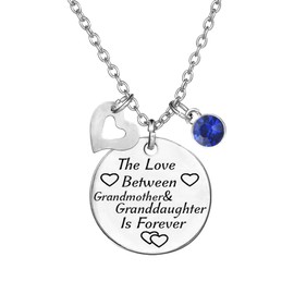 TISDA Birthstone Crystals Necklace,The Love between Grandmother and Granddaughter is Forever Necklace Family Jewelry Christmas Gift (September)