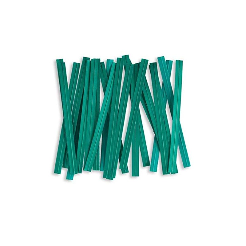Weststone 1100pcs 4" x 1/4" Green Paper Twist Ties Wired