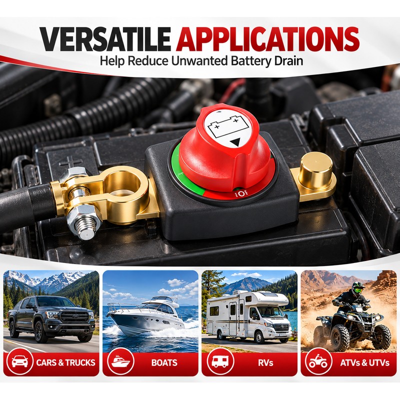 12V–48V Battery Disconnect Switch – Top Post Negative Terminal Battery