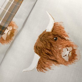 Fusion Highland Cow Reversible Duvet Cover Set, Ochre,1 pack, Single,Yellow