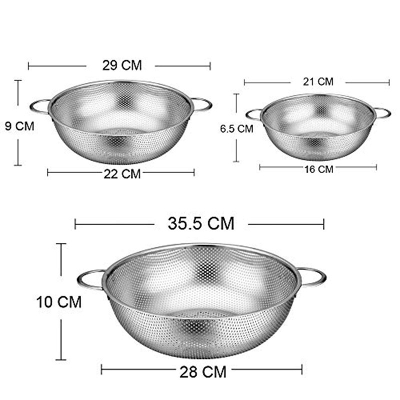 HaWare stainless steel sieve (set of 3 / 28 cm,