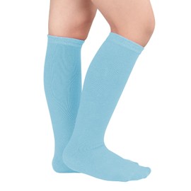 Century Star Kids Boys Soccer Socks Toddler Girl Athletic Socks Cotton Stockings, 1 Pair Solid Light Blue, 3-6 Years