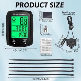 Bike Computer Universal Cycling Computer 19 Functions IP54 Waterproof Bicycle GPS Speedometer Odometer Wired Cycle Computer with Backlit LCD Touch Screen,Auto Start/Stop for MTB Road (Black)