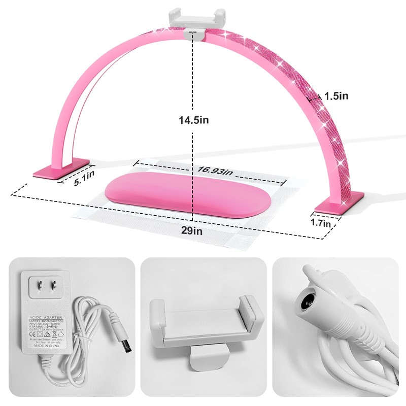 FFKJDM Half Moon Light for Nail Desk - 29-inch LED