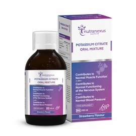 Nutranexus Potassium Citrate Oral Mixture - 200ml | Strawberry Flavor | Contributes to Normal Muscle Function, Nervous Function & Blood Pressure