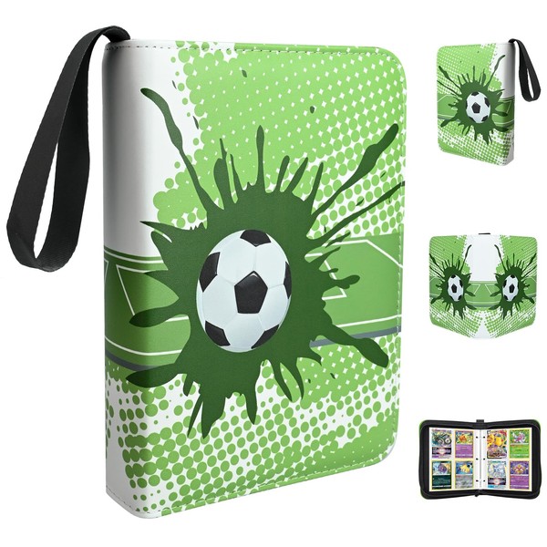 Football Card Holder, 400 Pockets Football Card Binder Trading Cards Album with Handle Strap, Waterproof Game Card Storage Folder Soccer Binder - 50 Pages, 8 Pockets Each Sheet (Double Sided)