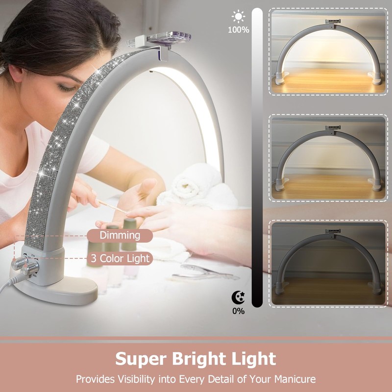 KMLSHLL Half Moon Light for Nail Desk, 29 in Half