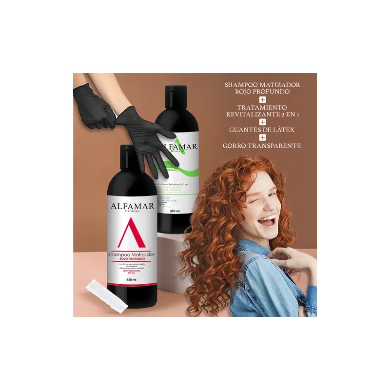 Shampoo Matizador Rojo + Tratamiento Con Keratina Alfamar