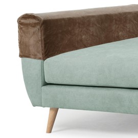 sourcing map Couch Arm Cover, Stretch Sofa Armrest Cover with Twist Nails Scratch-Resistant Furniture Protector for Sofas Chairs, Dark Brown