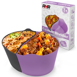 AMR 2in1 Slow Cooker Liners for 6-8 QT Crockpots, Silicone Crockpot Liner for Cooking 2 Dishes, Leak Proof & Dishwasher Safe