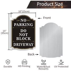 FKNSGR No Parking, Do Not Block Driveway Sign 2 Pack, 10 x 14 inches Rust Free Aluminum Driveway Sign, UV Protected, Fade Resistant