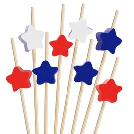 FUGUIR 100 Counts 4.7 Inch Star Cocktail Picks Red White Blue Star Decorative Toothpicks Cocktail Sticks for 4th of July Party Supplies Independence Day Decorations
