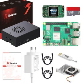iRasptek Starter Kit for Raspberry Pi 5 4GB RAM-Pre-Loaded with 64GB Edition Raspberry Pi OS (Aluminum Case)