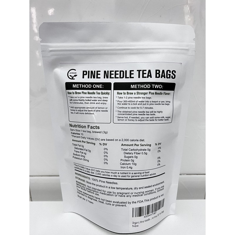 Organic Pine Needle Tea Bags - 100% Pure Natural Dried