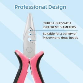 Neitsi Microlinks Hair Extensions Kit,2PCS 3 Holes Mini Microlinks Pliers,Hair Extensions Tools,Micro Links Opener and Removal Tool for Micro Nano Rings Beads Feather Extensions,Pink