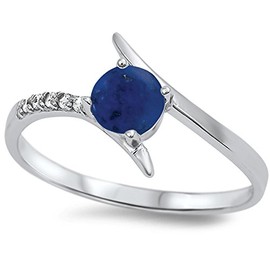 925 Sterling Silver Faceted Natural Genuine Blue Tanzanite Round Ring Size 5