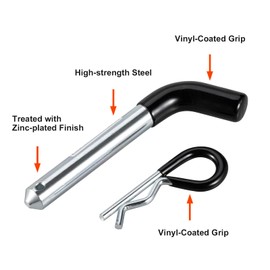 TOPSHINE Trailer Hitch Pin & Clip 4 Pack, 5/8 Inch Diameter with Rubber-Coated Vinyl Black Grip, Fits 2" Receiver