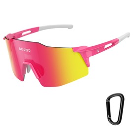 suoso Sports Polarized Sunglasses Men: Youth Baseball Sunglasses, Women Running Glasses Wrap Around Cycling Glasses Pink