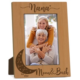 Nana I Love You to The Moon and Back Grandma Picture Frame Wooden Photo Frames 4x6 for Mothers Day Picture Frame Desk Pictures Frames for Mimi Nana Mothers Photo Gifts for Grandma Birthday Gifts FS605