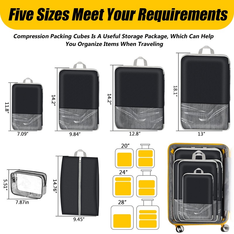 Yotako Suitcase Organiser Compression, Compression Packing Cubes Compression Packing Cube