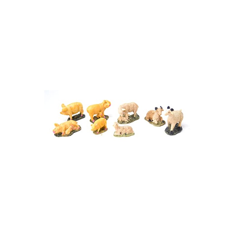 8 x Sheep Rams Lambs Pigs and Piglets Christmas Figures