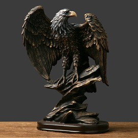 fazhongfa Eagle Statue Sculpture Decoration Bronzed Resin Collectible Decorative for Office Home Room Living Desktop Display Decor as Meaningful Gift to Men Colleague Father Boss