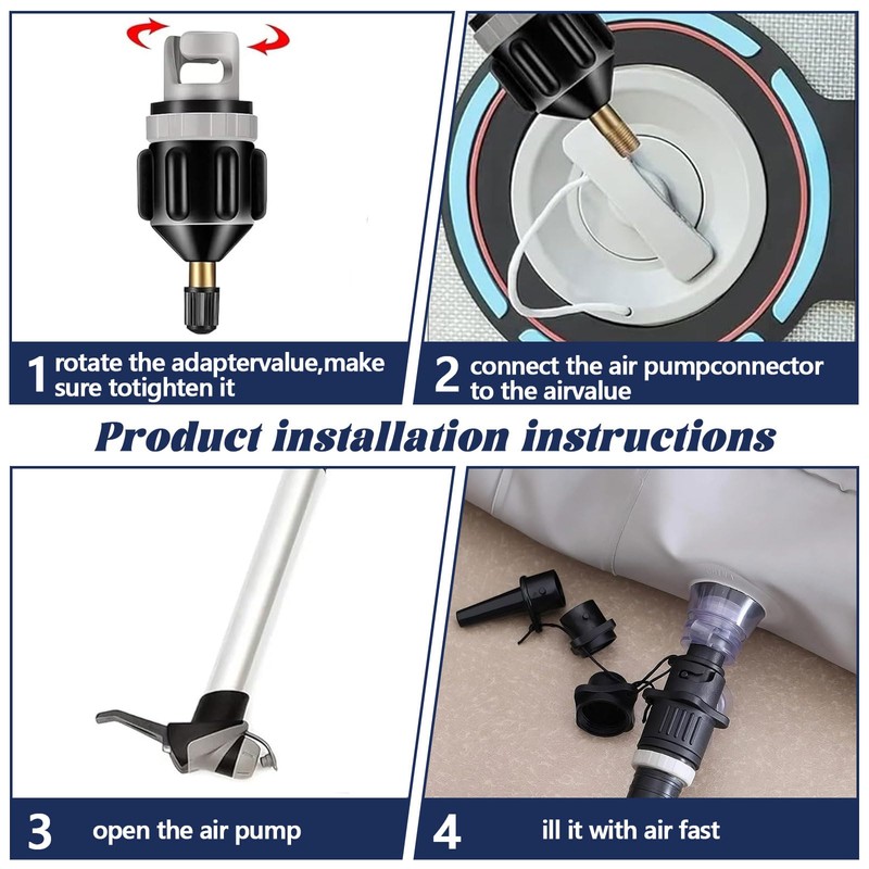 CUVZORA SUP Valve Adapter with 4 Pieces Gas Nozzle Inflatable,