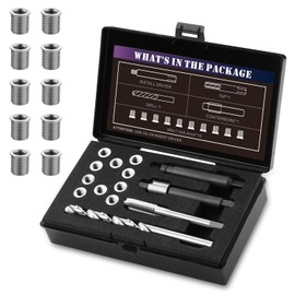 SENNMONN M6X1.0 Thread Repair Kit with 9.4mm Insert HSS Drill, Tap, Installation Driver, Counterbore, Stainless Steel Insert M6X1.0X9.4mmX10 PCS