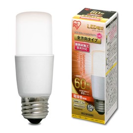 Iris Ohyama LDT7L-G/W-6V1 LED Bulb, Base Diameter 1.0 inches (26 mm), T-Shape, Omnidirectional Type, Equivalent to 60W Shape, Bulb Color, Single Item