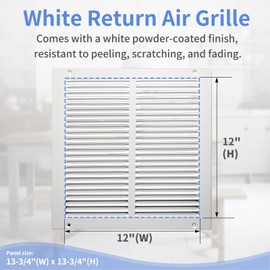 Howeall 12"W x 12"H [Duct Opening Size] Steel Return Air Grille, Air Return Vent Cover for Ceiling and Sidewall - HVAC Air Vent Covers - [Outer Dimensions: 13.75"W x 13.75"H]