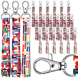 International Flags Lanyard Keychain - 72pcs for Celebrations