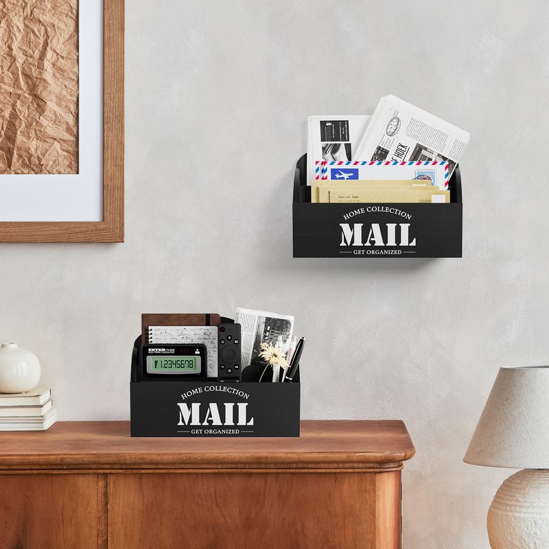 Mail Organizer, Mail Holder with 2 Slots, Mail Basket for