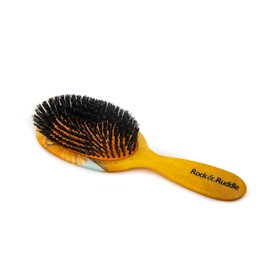 Rock & Ruddle Natural Pure Boar Bristle Hair Brush for Women and Kids (Large, 21cm) - Perfect for Wet or Dry Hair, Detangling Smoothing Blowdrying - Made in UK - Lion