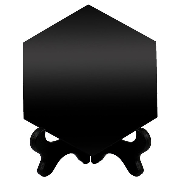 JIEXUAN Black Obsidian Scrying Mirror, Hexagonal Rhombus Obsidian Feng Shui
