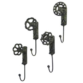 TG,LLC Treasure Gurus Antique Style Garden Spigot Faucet Handle Wall Mount Hook Set 4 Key Ring Hooks